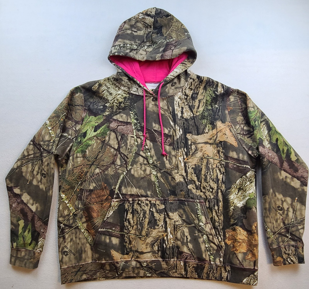 Mossy Oak Break-Up Country Camo Hoodie Pink Lined Hunting Sweatshirt XL Women